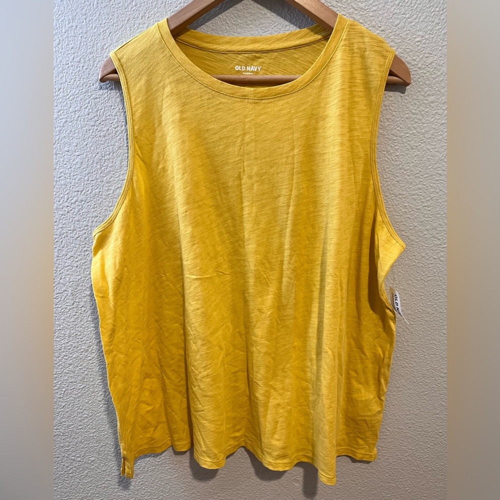 Old Navy Everywear 100% Cotton Sleeveless Yellow Tank Top Casual 2X